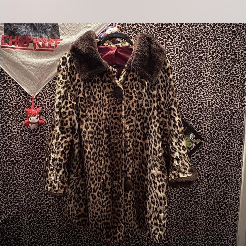 Leopard Print Faux Fur Coat